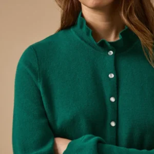 Damencardigan mit Volants aus Bio-Baumwolle und Cashmere