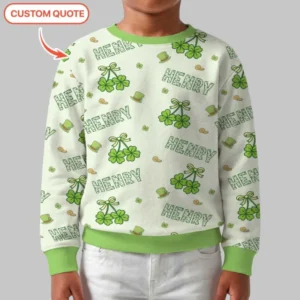 Custom Name Lucky Little Shamrock Bamboo Crewneck Sweatshirt