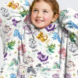 I Love You Axolotl Custom Name Bamboo Blanket Hoodie