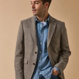 Herren Fischgrat-Blazer aus reiner Wolle