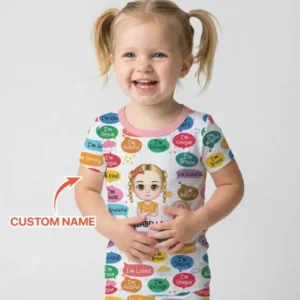 Personalized I'm Kind I'm Brave Bamboo Two Piece Short Sleeve Pajama Set