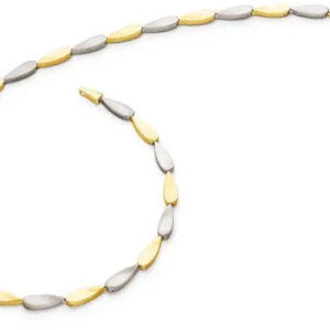 Zweifarbiges Collier mit ovalen Gliedern aus Gold- und Silberoptik, mit Karabinerverschluss