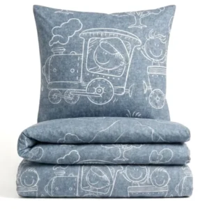biberna Melange-Flanell Bettwäsche Blau – Melange-Flanell