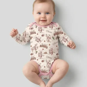 Custom Name First Rodeo Family Matching Bamboo Bodysuit