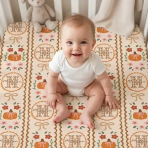 Custom Name Pumpkin Cottage Bamboo Fitted Crib Sheet