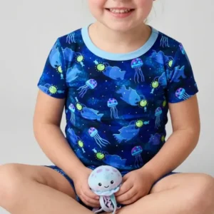Happy Glow Fish Bamboo Two Piece Short Sleeve Shorts Pajama Set