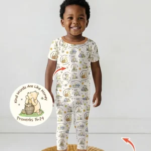 Kind Words Are Like Honey Custom Name Bamboo Two Piece Short Sleeve Pajama Set