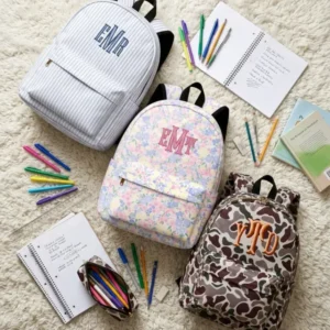 Custom Monogram Text Embroidered Backpack