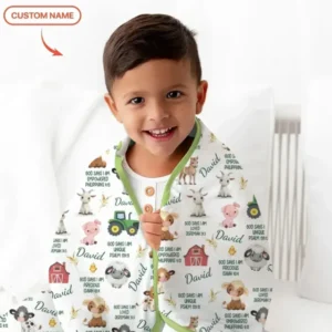 Custom Name God Says I Am Farm Animals Bamboo Blanket