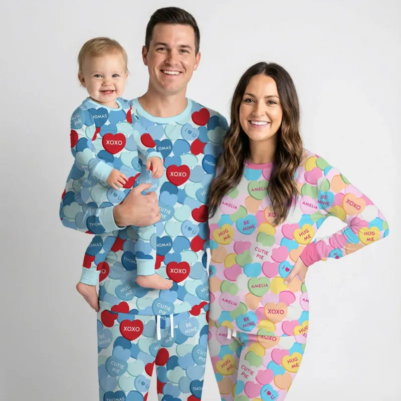 Valentine Candy Crush Family Matching Bamboo Men's Pajama Set