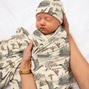 Custom Name Western Mallard Duck Bamboo Swaddle Blanket