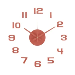 Wanduhr mit roten Sunset-Ziffern und Zeigern