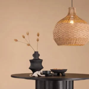 Pendelleuchte „Ghanzi" – Heller Rattanschirm mit Flechtmuster