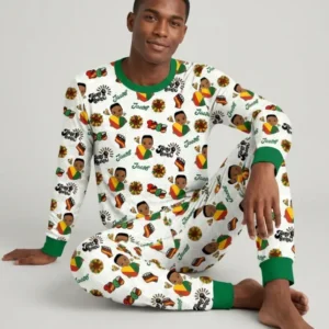 Custom Name Bloom in Freedom Men's Pajama Set