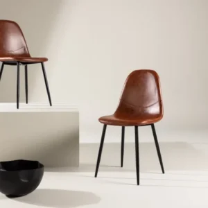 2er Set - Stuhl Andrew mit einer Sitzfläche aus braunem PU