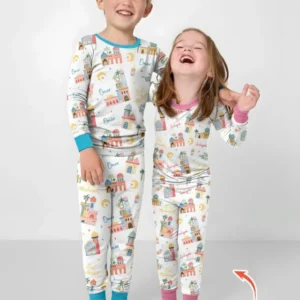 Eid Mubarak Custom Name Bamboo Two Piece Long Sleeve Pajama Set