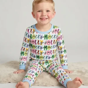Colorful Holly Jolly Bamboo Two Piece Long Sleeve Pajama Set
