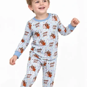 Sport Balls Custom Name Bamboo Two Piece Long Sleeve Pajama Set