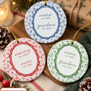 Custom Gift for Grandma Chinoiserie Flower Ceramic Ornament