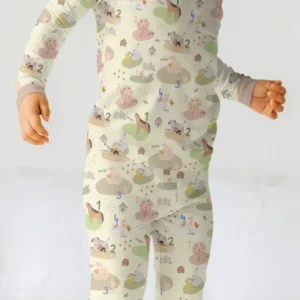 Farm Animal Counting Bamboo Two Piece Long Sleeve Pajama Set