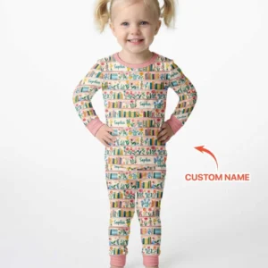 Personalized Book Lover Bamboo Two Piece Long Sleeve Pajama Set