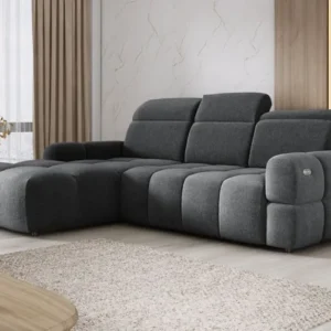 Designer Ecksofa Arosa mit elektrischer Schlaffunktion in Bouclé