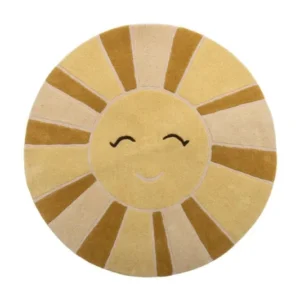 Kinder-Teppich „Sunny“ – Gelber Wollteppich mit Sonnenmotiv