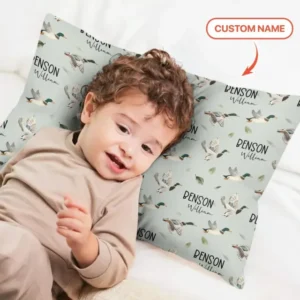 Custom Name Mallard Duck Bamboo Pillow Case