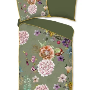 Descanso Satin Duvet Cover "Parma" - Grün - Rits