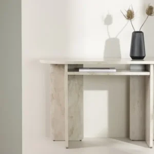 Beistelltisch Linda – in Beige mit Marmoroptik