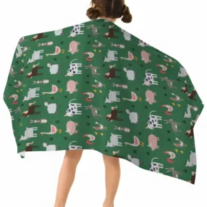 Green Farm Animals Bamboo Swim Poncho