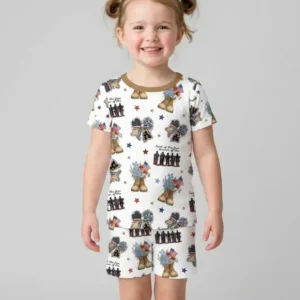 Honor the Brave Family Matching Bamboo Two Piece Short Sleeve Shorts Pajama Set