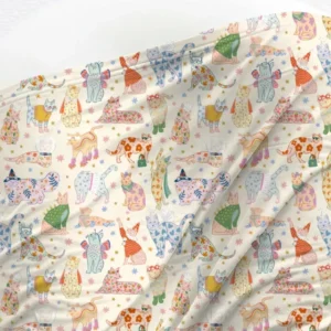Whimsical Cat Parade swaddle blanket
