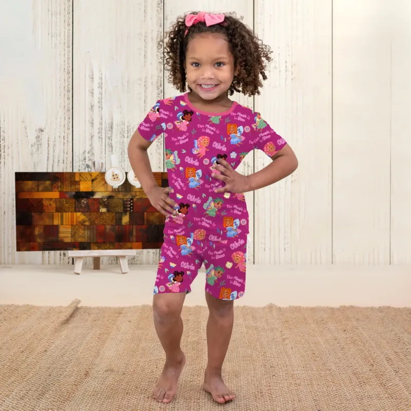 Custom Name Little Garden Fairy Bamboo Two Piece Short Sleeve Shorts Pajama Set