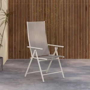 2er Set Gartenstuhl Miro - klappbarer Stuhl in Beige oder Schwarz aus Stahl und Textilene