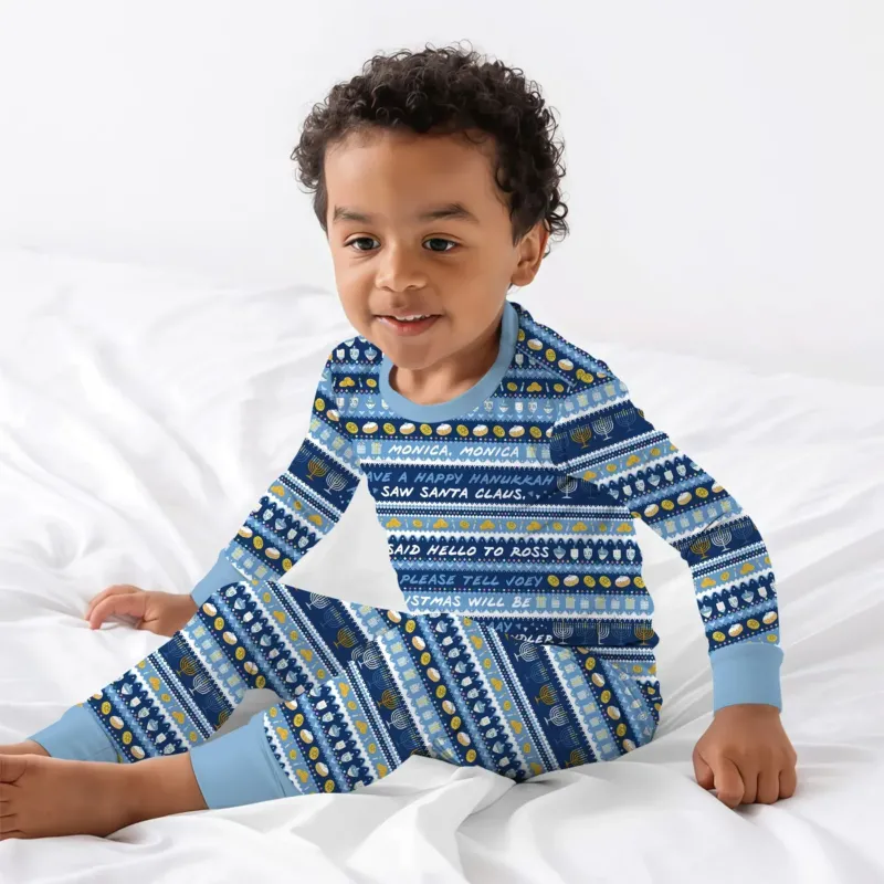 Hanukkah Fair Isle Bamboo Two Piece Long Sleeve Pajama Set