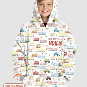 Personalized God Says I Am Little Builder Bamboo Blanket Hoodie