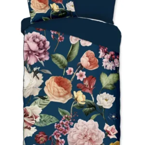 Descanso Satin Duvet Cover "Fiori" - Blau - Dubbele instopflap
