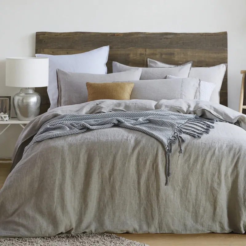 NATURAL LINEN BEDDING DUVET COVER SET SUPER KING