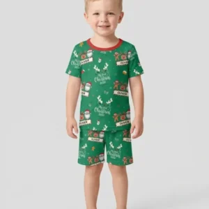 Custom Name Merry Christmas My Deer 2026 Bamboo Two Piece Short Sleeve Shorts Pajama Set