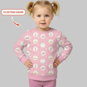 Custom Name Pink Golf Girl Bamboo Crewneck Sweatshirt