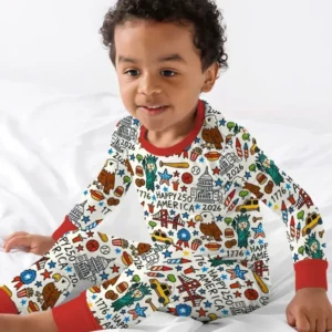 Doodle America 250th Anniversary Family Bamboo Two Piece Long Sleeve Pajama Set