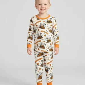 Boo-dozer Halloween Bamboo Two Piece Long Sleeve Pajama Set