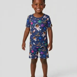 Black Astronaut I Can Do Anything Bamboo Two Piece Short Sleeve Shorts Pajama Set