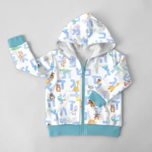 Hebrew Animal Alphabet Bamboo Zip Hoodie