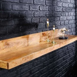Massives Wandregal MAKASSAR bis 140cm natur Mangoholz handmade