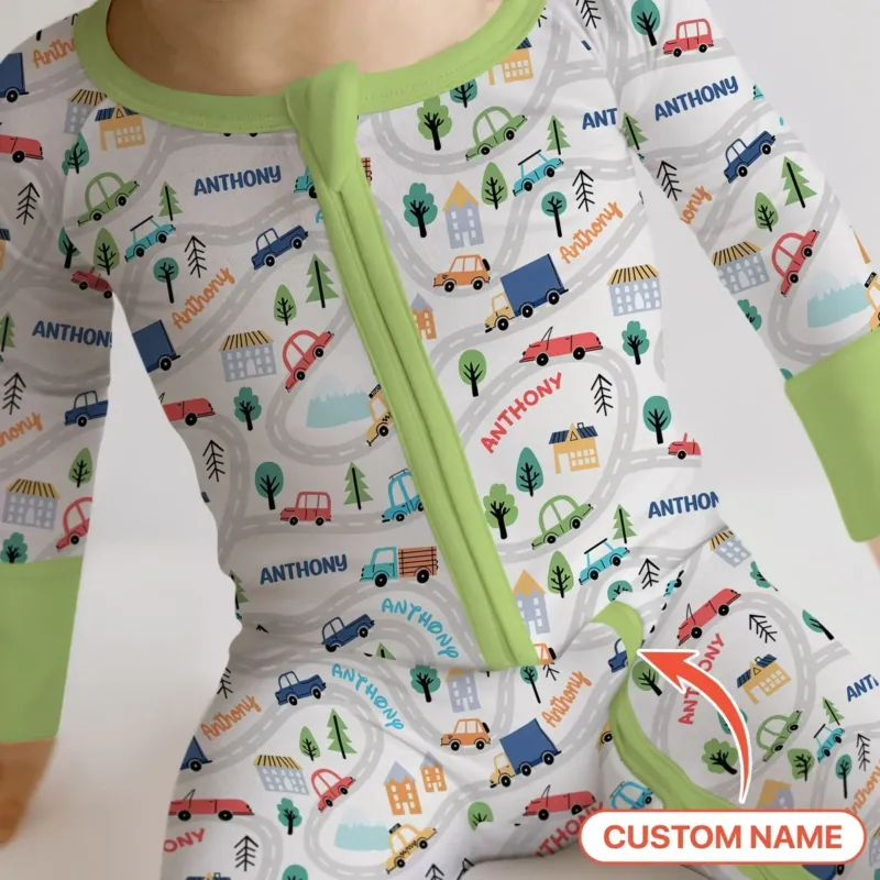 Custom Name Road Map Bamboo Convertible Zippy