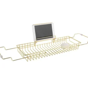 Badewannenablage Elara – Verstellbares Design aus goldfarbenem Eisen