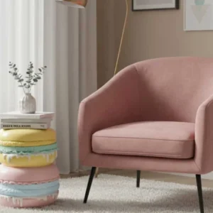 MACARONS Außergewöhnlicher Beistelltisch 50cm gelb rosa Fiberglas rund handmade
