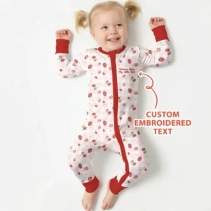 Embroidered Custom Text Strawberry Bamboo Convertible Zippy